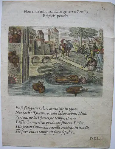 Massaker an niederländischen Katholiken Protestantismus altkol Kupferstich 1588