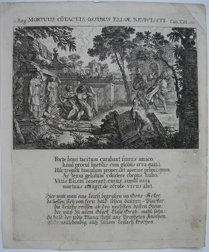 Melchior Küsel (1626-1683) Totenauferstehung Kontakt Elias Kupferstich um 1679
