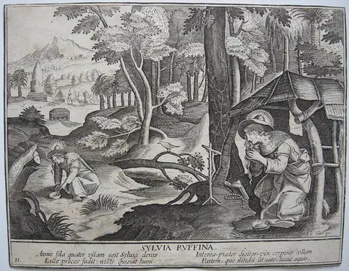 Jean Leclerc (1595/1625) Sylvia Ruffina Eremitin Einsiedlerin Kupferstich 1600