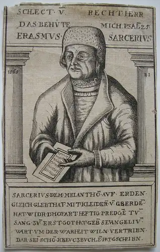 Erasmus Sarcerius (1501-1559) luth Theologe Reformator Kupferstich Jenichen 1565