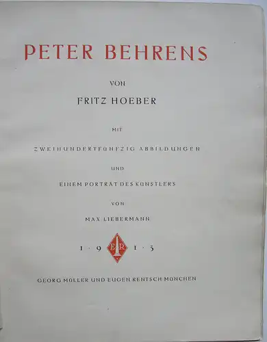 Peter Behrens Architektur Portrait Max Liebermann München Georg Müller 1913