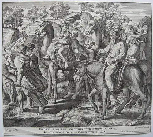 Nicolas Chaperon (1612-1656) Jacob kehrt zurück Radierung nach Raffael 1649