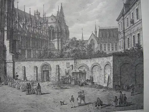 Reims Cathedral Orig Lithografie Simon Quaglio nach Domenico Quaglio 1828