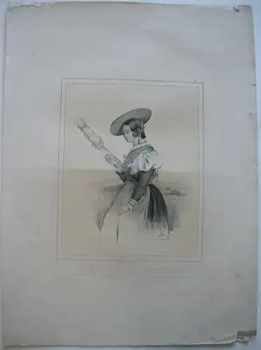 Contadina di Dignano Triest Orig. Lithografie August Tischbein Selb 1842
