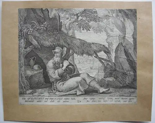 Raphael I Sadeler (1560-1632) Guilielmus Hl. Wilhelm Eremit Kupferstich 1600