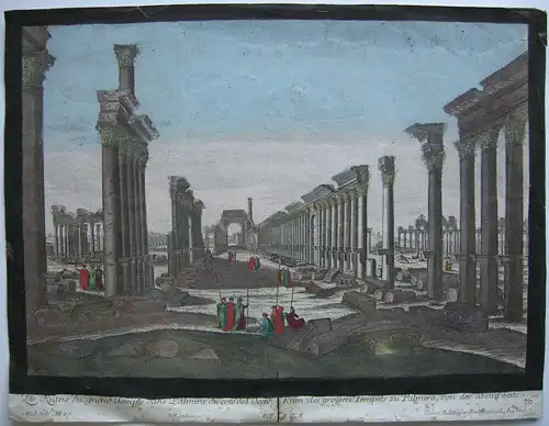 Guckkastenblatt Ruinen von Palmyra Kupferstich Stelzer 1750 Probst Optical view