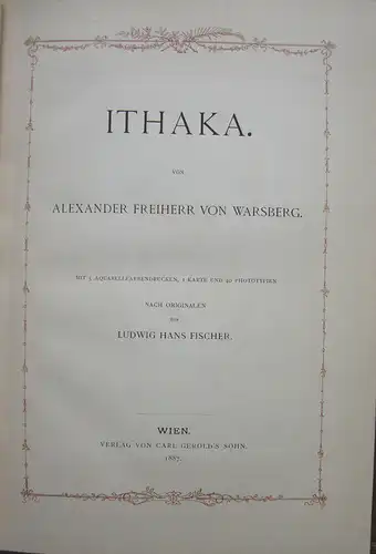 Alexander Fhr. v. Warsberg Ithaka Griechenland 5 Farblithographien 1897 Hellas