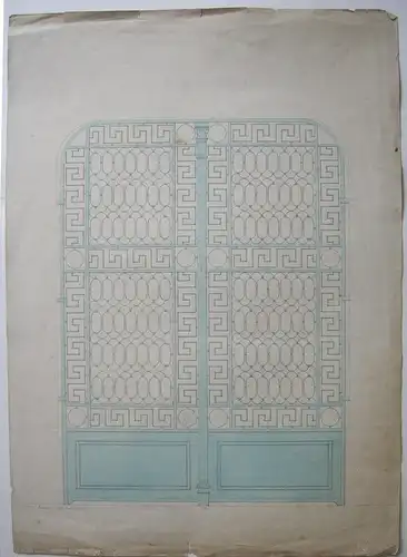 Entwurf Schmiedeeisernes Tor 1880 Tusche/Aquarell Akademie-Zeichng französisch
