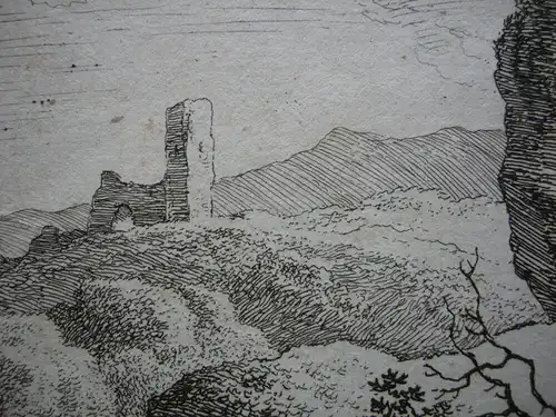 Franz Rechberger (1771-1841) Felsige Landschaft Felsttor Orig Radierung um1800