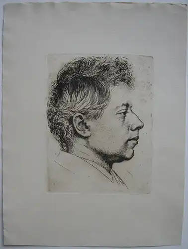 Karl Stauffer-Bern (1857-1891) Portrait Peter Halm Orig Radierung 1900
