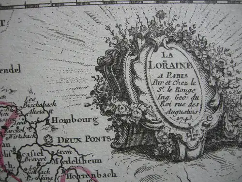 La Lorraine Lothringen Frankreich France Orig Kupferstichkarte Le Rouge 1743