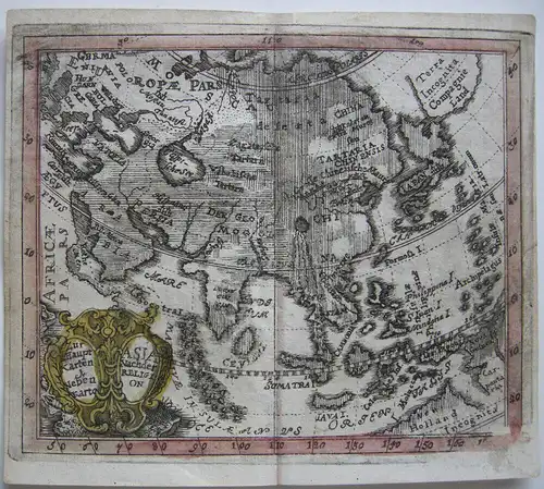 Asia nach der Religion Asien Erdteilkarte Taschenatlas kol Kupferstich 1733