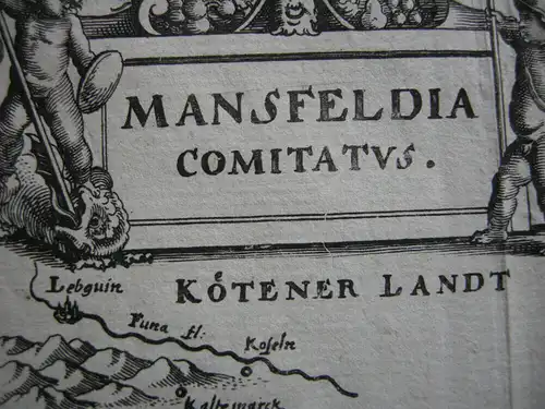 Mansfeld Mansfelder Land Orig Kupferstichkarte Merian 1650 Sachsen Anhalt