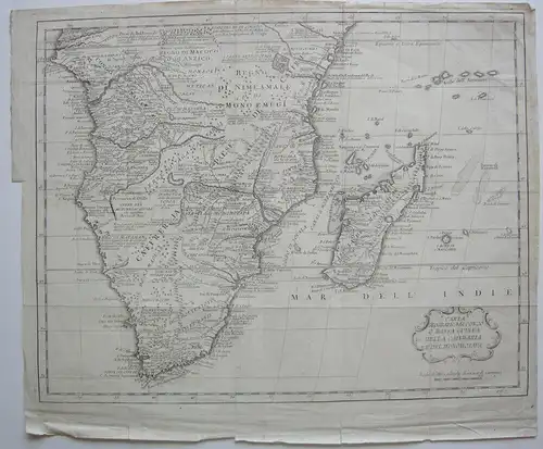Afrika südlich Äquator Kongo Madagaskar Orig. Kupferstichkarte Albrizzi 1787