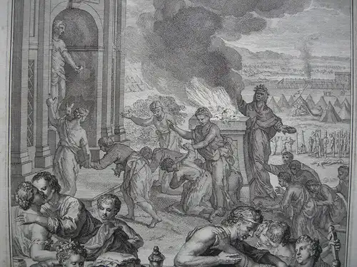 Israeliten treiben Hurerei mit Töchtern Moabs Orig Radierung P. Sluiter 1700
