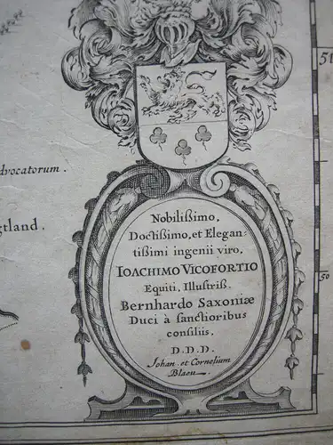 Thüringen Orig Kupferstichkarte Adolario Erich bei Bleau Amsterdam 1642