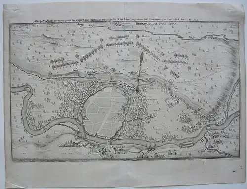 Bernburg Saale Sachsen-Anhalt Dreißigjähr Krieg Orig Kupferstich Merian 1650