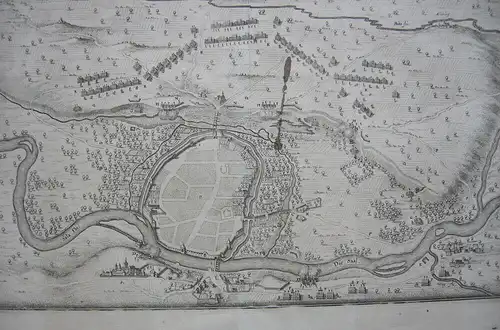 Bernburg Saale Sachsen-Anhalt Dreißigjähr Krieg Orig Kupferstich Merian 1650