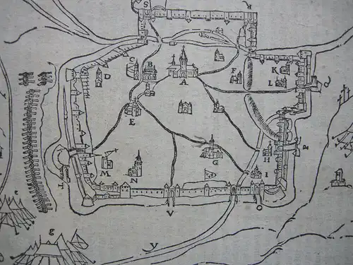 Metz Grundrissplan Orig Holzschnitt Sebastian Münster 1580 France