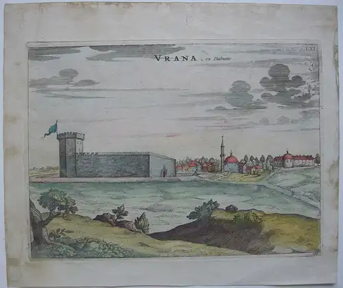Vrana Ansicht Dalmatien Kroatien kolorierter Orig Kupferstich Mortier 1704