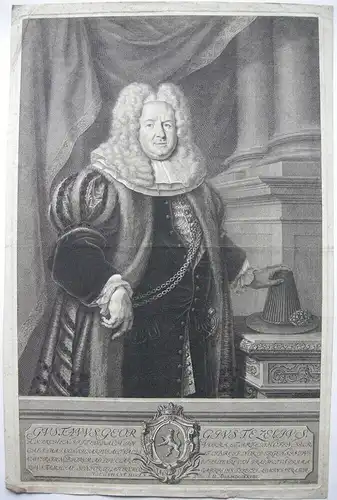 Gustav Georg Tezel (1640–1728)  Nürnberger Patrizier Orig Kupferstich Preisler