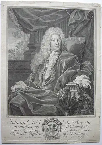 Joh. Wilh. Buirette (1668–1722)  Preußischer Rat Orig Kupferstich Bernigerroth