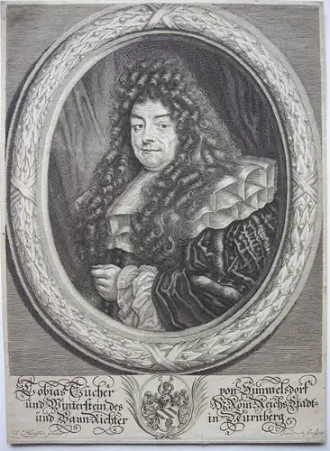 Tobias Tucher von Simmelsdorf Nürnberger Richter Orig Kupferstich Sandrart 1680