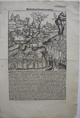 Westfalen Hessen Städte  Orig Holzschnitt Schedel Weltchronik 1493