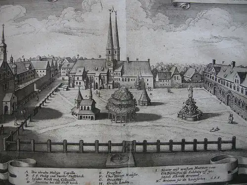 Altötting  Oberbayern Kapellplatz Orig Radierung Matthäus Merian 1650