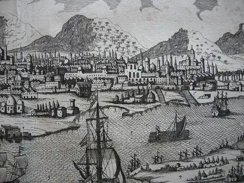 Algier Gesamtansicht Karavellen Orig Kupferstich 1685 Afrika Alger Algerien
