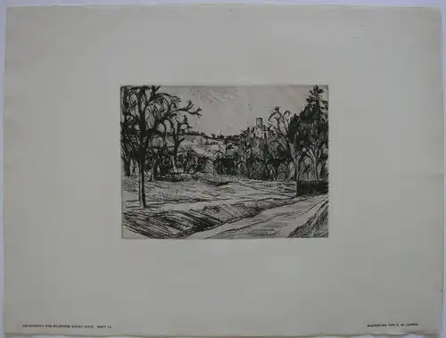 Franz M. Jansen (1885-1958) Südliche Landschaft Orig Radierung 1918