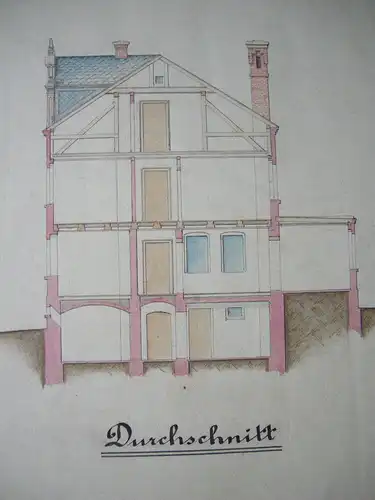 Callenberg Entwurf Wohnhaus Gustav Reichenbach 1885 Aquarell Sachsen