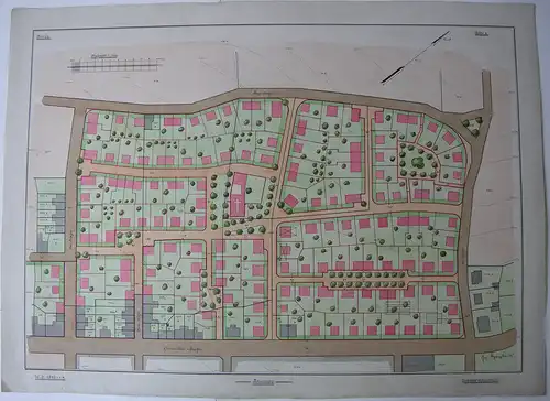 Entwurf Stadtplanung Johannes Reichenbach 1914 Aquarell Akademie-Zeichnung