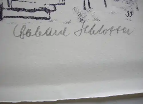 Eberhard Schlotter (1921-2014)  Blumenstilleben mit Flaschen Litographie sign