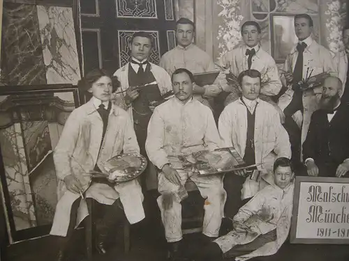 Malschule München 1911/1912 Schüler mit Palette Atelier Jos. Werner München