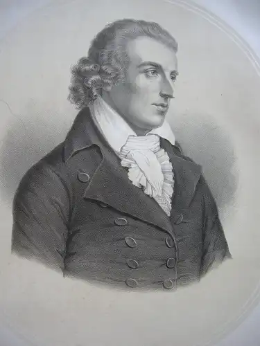 Friedrich Schiller (1759-1805) Portrait im Oval Orig Lithografie Unte 1850