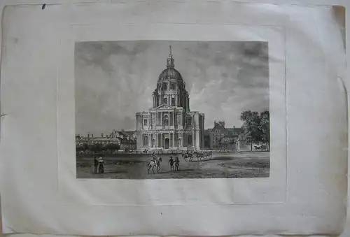 Paris Dome des Invalides Orig Aquartinta-Radierung Salathé 1840 Grab Napoleon