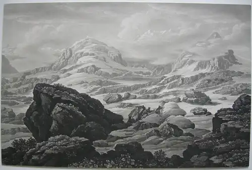 Johann L. Bleuler (1792-1850) Source du Rhin Orig. Aquatinta Rheinreise 1825