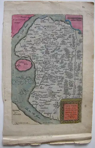 Dithmarschen Schleswig Holstein kolor Kupferstichkarte Ortelius 1580