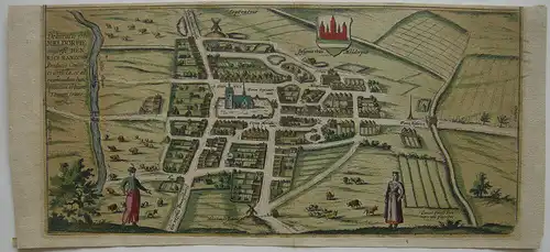 Meldorf Dithmarschen Holstein altkolorierter Kupferstich Braun Hogenberg 1575