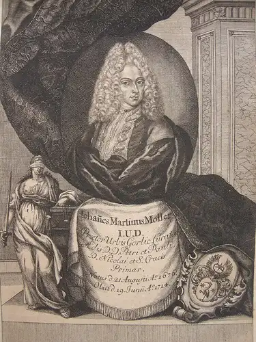 Joh. Martinus Moller (1676-1714) Justizbeamter Görlitz Orig Radierung 1700 Portr