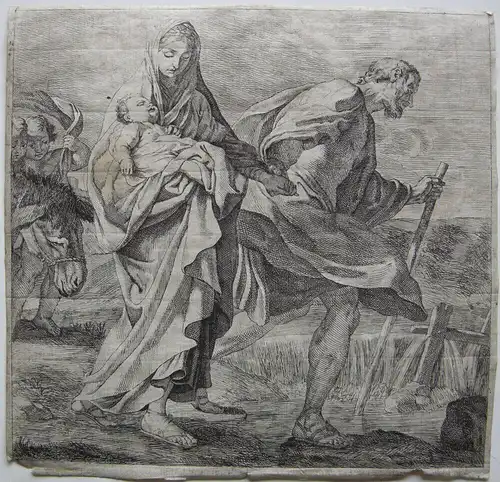 Robert van Audenaerd (1663-1725) Flucht nach Ägypten Orig Radierung um 1700