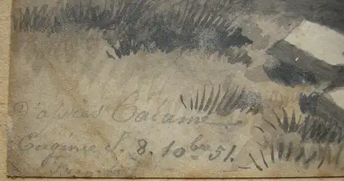 Mächtige Eiche mit Familie nach Alexandre Calame (1810-1864) Tuschzeichng 1851