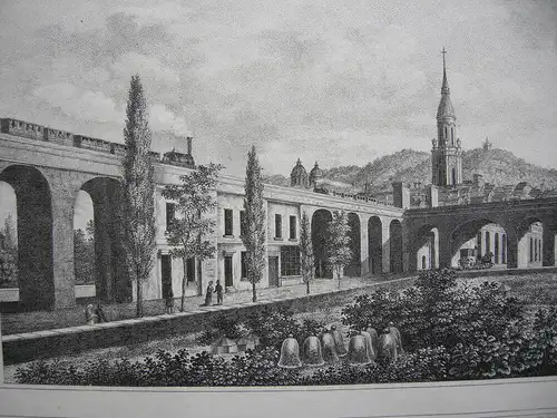 Eisenbahn Züge in Stadtlandschaft 3 Orig. Lithografien 1850 London Dublin