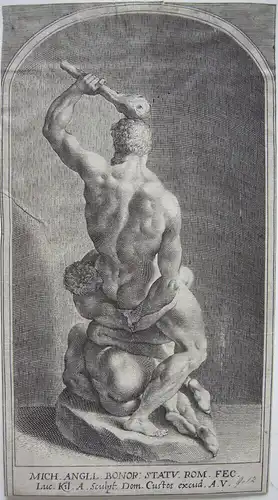 Lucas Kilian (1579-1637) Hercules erschlägt Cacus Radierung 1610 n Michelangelo