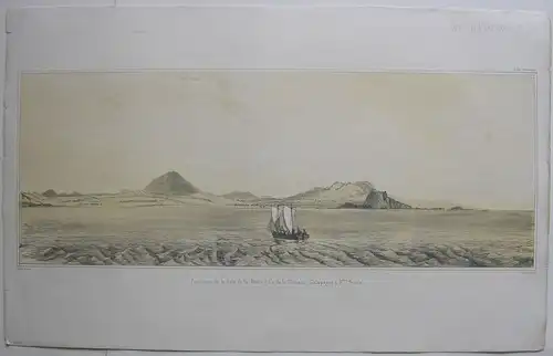 Panorama Floriana Galapagos Orig. Lithografie Sabatier 1840 Voyage Venus