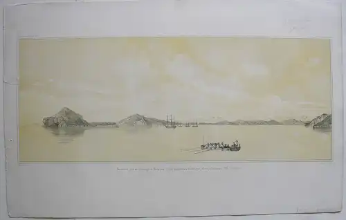 Panorama Mazatlan Mexico Orig. Lithografie Sabatier 1840 Voyage Venus