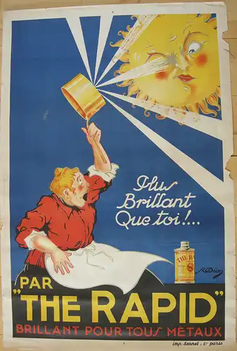 Werbeplakat The Rapid Metallreiniger Lithografie R. Dion 1925 Paris Sennet