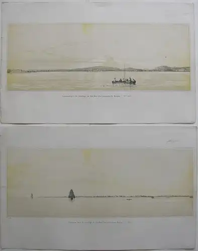 Panorama San Blas Mexico 2 Orig. Lithografien Sabatier 1840 Voyage Venus