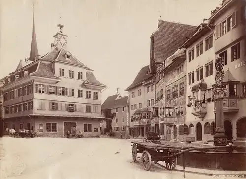 Stein am Rhein Rathausplatz Orig Fotografie Albumin Vintage 1880 Schweiz